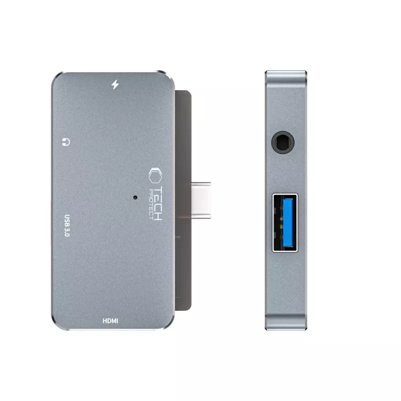 TECH-PROTECT V6-HUB 4in1-sovitin, harmaa