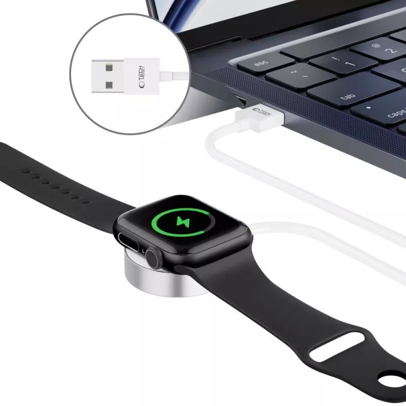 TECH-PROTECT ULTRABOOST magneettinen latauskaapeli 120 cm Apple Watchille, valkoinen