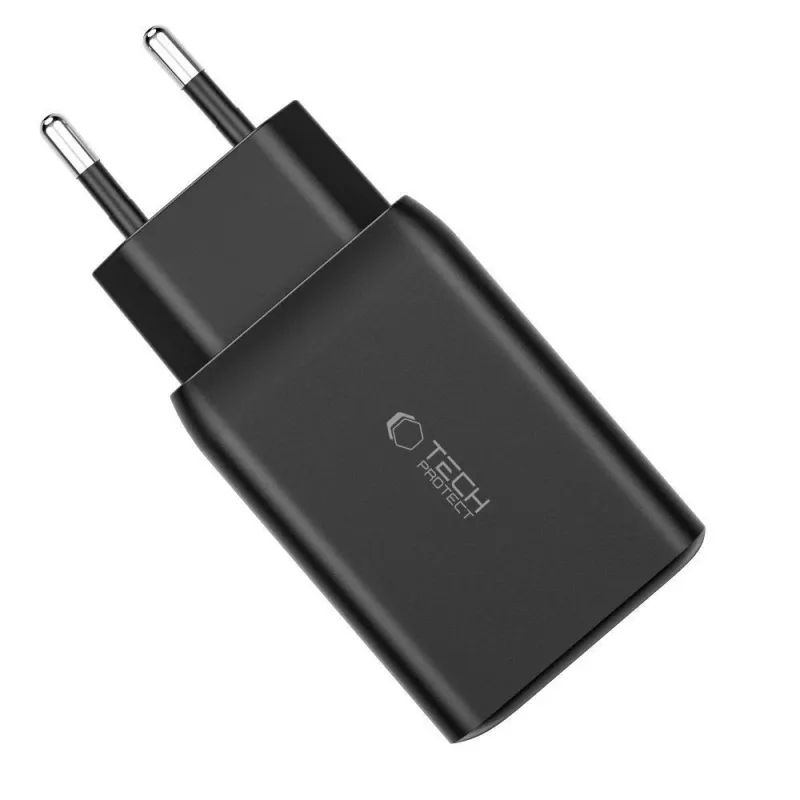 TECH-PROTECT C65W 3-porttinen verkkolaturi PD 65W / QC3.0, valkoinen