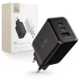TECH-PROTECT C65W 3-porttinen verkkolaturi PD 65W / QC3.0, musta