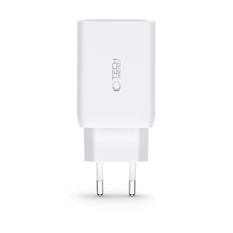 TECH-PROTECT C65W 3-porttinen verkkolaturi PD 65W / QC3.0, musta