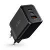 TECH-PROTECT C65W 3-porttinen verkkolaturi PD 65W / QC3.0, musta