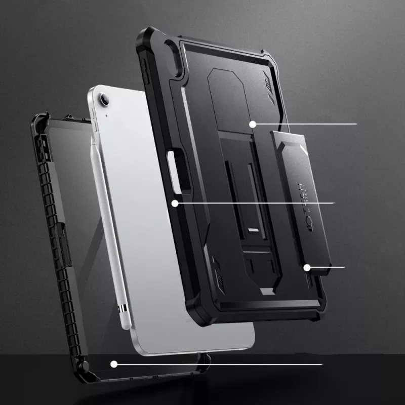 Tech-Protect Kevlar Pro -suojakotelo iPad 10.9 (10th Gen, 2022) / iPad 11 (2025) -tabletille, musta