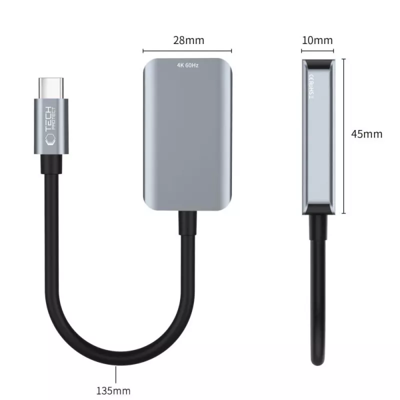 TECH-PROTECT ULTRABOOST -sovitin USB-C–HDMI 4K 60Hz, musta