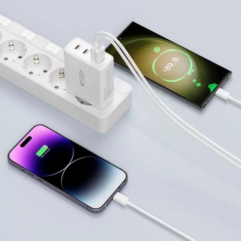 Tech-Protect NC100W-GAN 4-porttinen musta GaN-verkkolaturi 100W USB-C