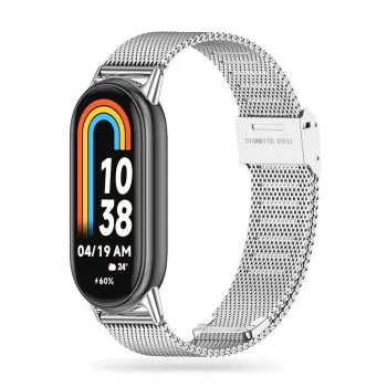 TECH-PROTECT Milanese -ranneke Xiaomi Smart Band 8 / 9 / NFC -laitteelle - hopea