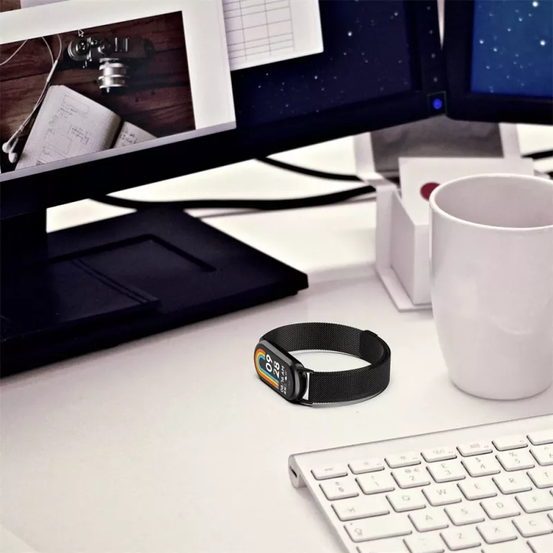 TECH-PROTECT Milanese -ranneke Xiaomi Smart Band 8 / 9 / NFC -laitteelle - hopea