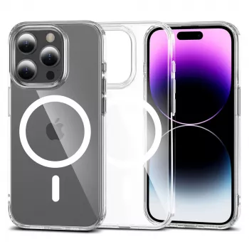 Tech-Proteckt Flexair Hybrid MagSafe -kotelo Apple iPhone 15 Pro Max -puhelimelle, läpinäkyvä