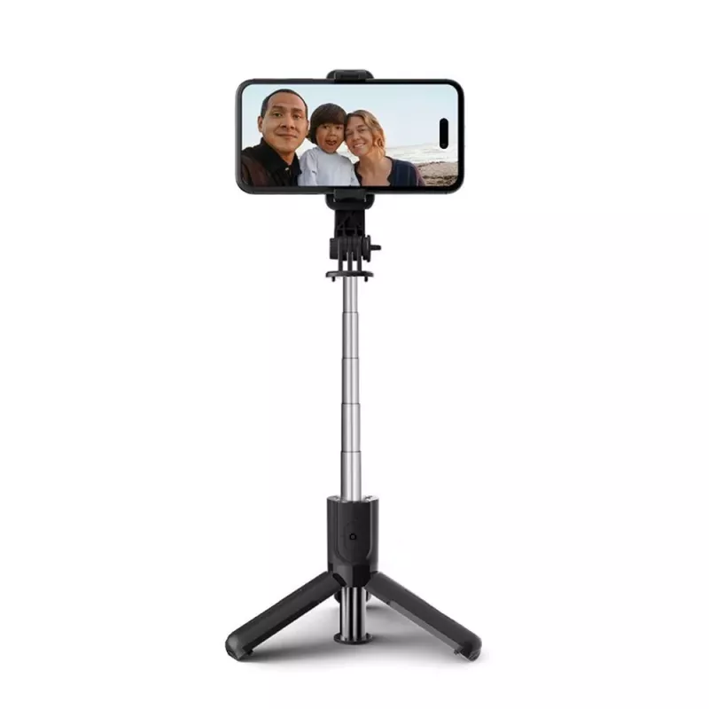 Tech-Protect L02S selfie-tikku jalusta Bluetooth-kaukosäätimellä, musta