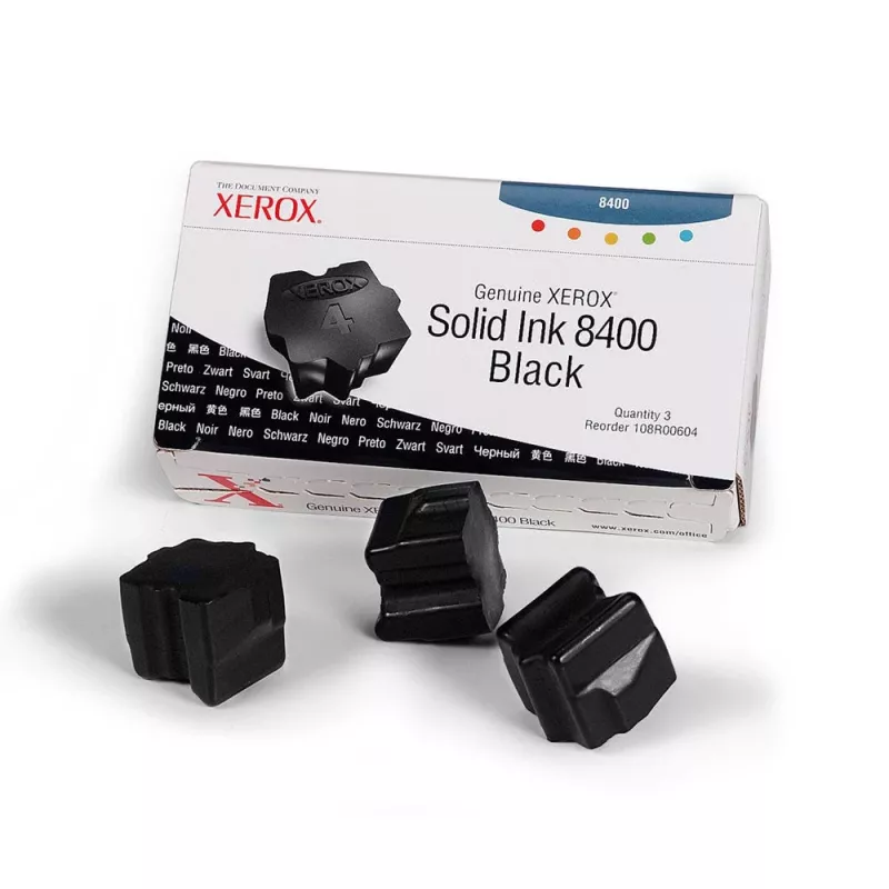 Xerox alkuperäinen Solid Ink Stick 3 kpl:n pakkaus musta 3400 sivua (108R00604)
