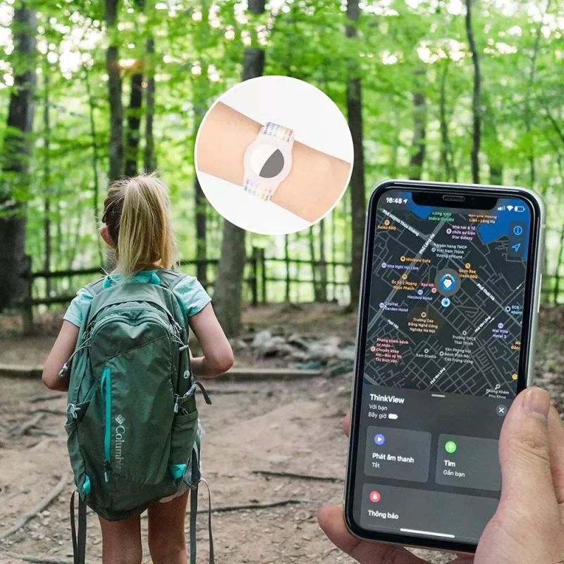 TECH-PROTECT Nylon For Kids Apple AirTag pinkki
