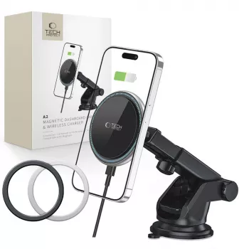 TECH-PROTECT A2 Magnetic MagSafe kojelauta-autoteline langaton laturi 15W musta