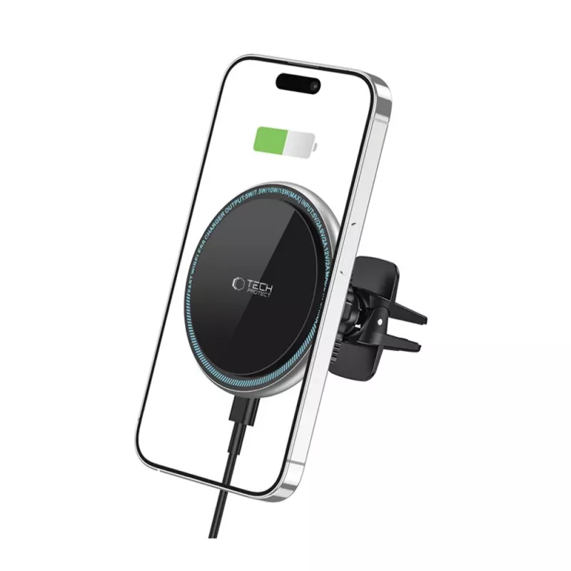 TECH-PROTECT A2 Magnetic MagSafe ilmanvaihto-autoteline langaton laturi 15W musta