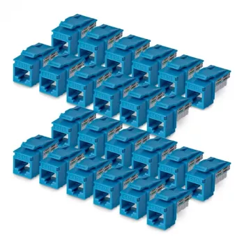 StarTech.com Cat6 Keystone Jack 24 kpl:n pakkaus, RJ45 Ethernet Keystone -liitin, UTP Cat6 seinärasia, 90 astetta 110 Punch Down, sininen