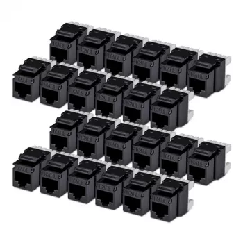 StarTech.com Cat6 Keystone Jack 24 kpl:n pakkaus RJ45 Ethernet Keystone -liitin UTP Cat6 seinäliitäntä 180 astetta 110 Punch Down musta