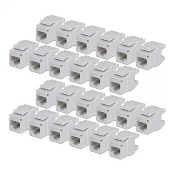 StarTech.com Cat6 Keystone Jack 24 kpl:n pakkaus, RJ45 Ethernet Keystone -liitin, UTP Cat6 seinärasia, 180 astetta 110 Punch Down, valkoinen