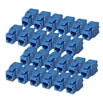 StarTech.com Cat6 Keystone Jack 24 kpl:n pakkaus, RJ45 Ethernet Keystone -liitin, UTP Cat6 seinälevyke, 180 astetta, työkaluton, sininen