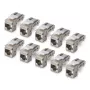 StarTech.com Shielded Cat6a Keystone Jack -moduuli 10 kpl:n pakkaus RJ45 Ethernet naaras, STP, 90 asteen kulma, työkaluton, hopea, 10GBase-T