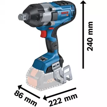 BOSCH Professional BITURBO GDS 18V-1050 HC -akkukäyttöinen iskuruuvinväännin, 3/4 tuuman neliökanta, 18 V, Solo (sininen/musta, Bluetooth, L-BOXX)