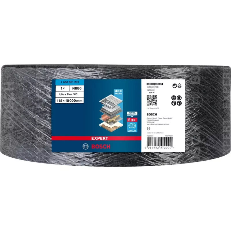Bosch Expert N880 Ultra-Fine S hiomanauharulla, 115mm x 10m, harmaa, käsihiomiseen