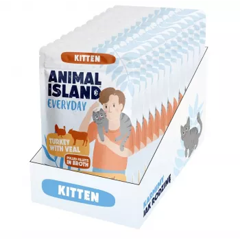 ANIMAL ISLAND Kitten Turkey & Veal märkäruoka 12 x 85g