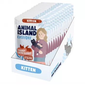 ANIMAL ISLAND Kitten Turkey & Rabbit märkäruoka kissoille 12x85g