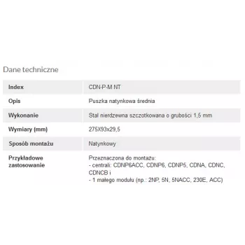 ACO CDN-P-M NT pinta-asennuskehys Medium ja kuvulla CDNP5/6, CDNC/B, CDNA