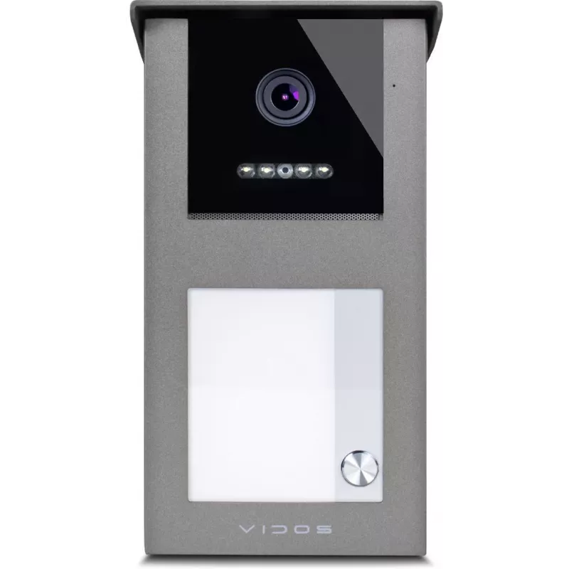 VIDOS IPX S101-1 ulkopaneeli RFID-lukijalla, 2MP-kamera, PoE, musta