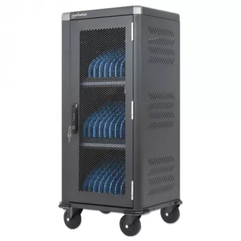 Manhattan 181471 30-paikkainen USB-C-latauskärry, 30 W per portti, musta