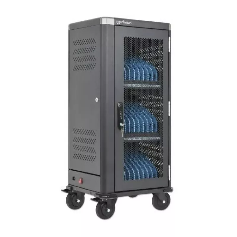 Manhattan 181471 30-paikkainen USB-C-latauskärry, 30 W per portti, musta