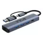 INCA Hub IUTP-5T USB-C/A 3x USB-A 3.0 / RJ45 5 Gbit/s harmaa