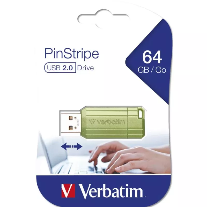 Verbatim Store n Go Pinstripe USB 2.0 Eucalyptus Green 64GB USB-muistitikku
