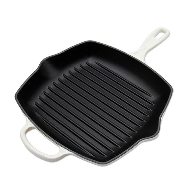 Le Creuset Signature neliömäinen grillipannu 26cm Meringue