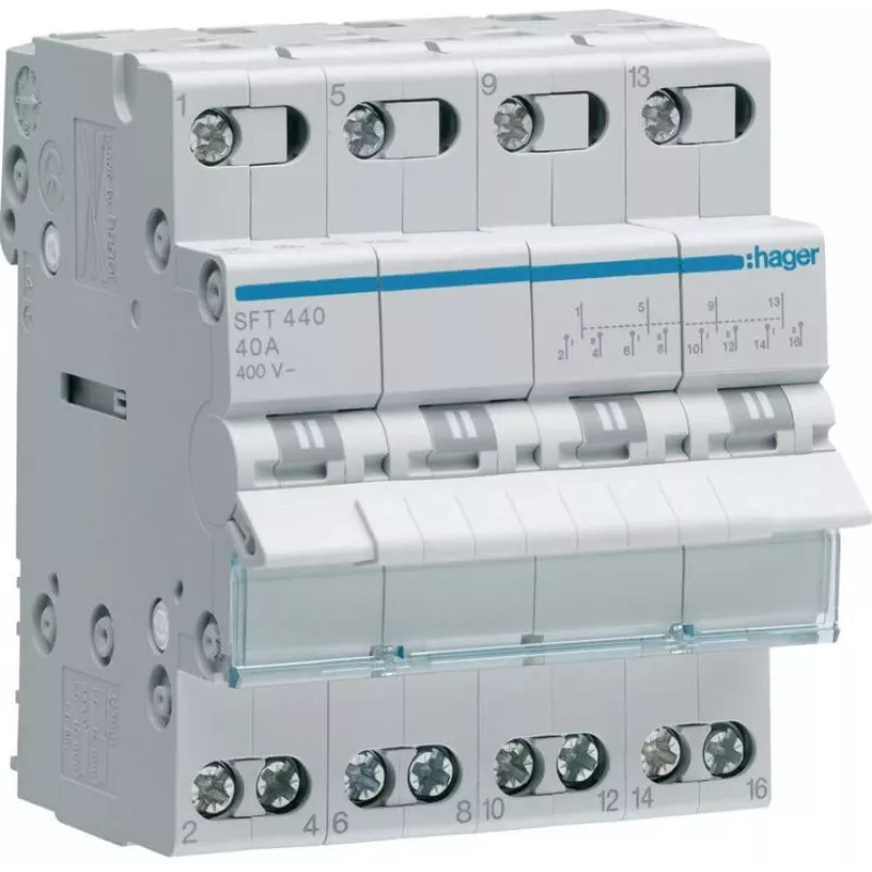 Hager SFT440 modulaarinen vaihtokytkin I-0-II 4P 40A 400V AC