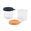 BEABA lasipurkkisetti kansilla 2 x 250 ml Night Blue/Honey