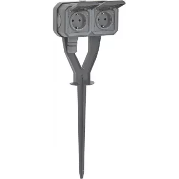Legrand 069759L Plexo New Garden Power Post 2-kertainen valmiiksi koottu Schuko-pistorasia IP44 liuskekiviharmaa