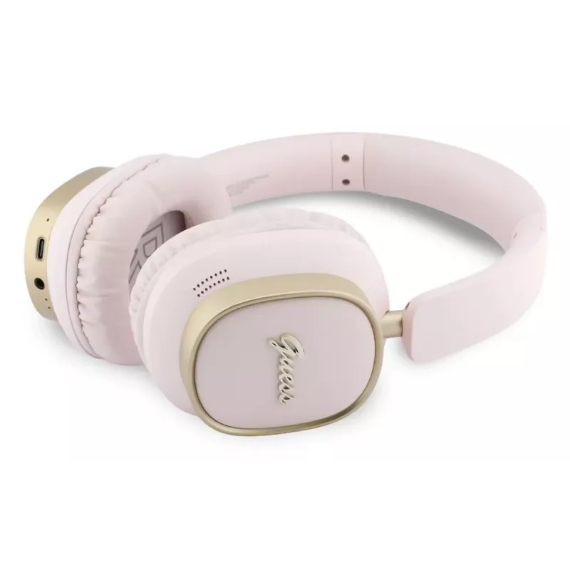 Guess Bluetooth over-ear-kuulokkeet ENC Rectangle Metal Script pinkki