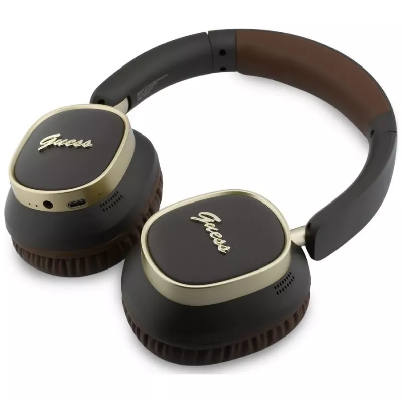 Guess Bluetooth over-ear-kuulokkeet ENC Rectangle Metal Script ruskea
