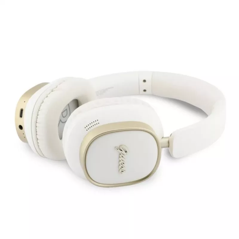Guess Bluetooth ENC Rectangle Metal Script over-ear-kuulokkeet valkoinen