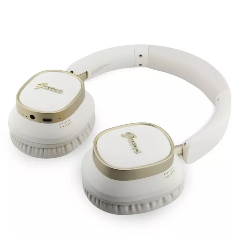 Guess Bluetooth ENC Rectangle Metal Script over-ear-kuulokkeet valkoinen