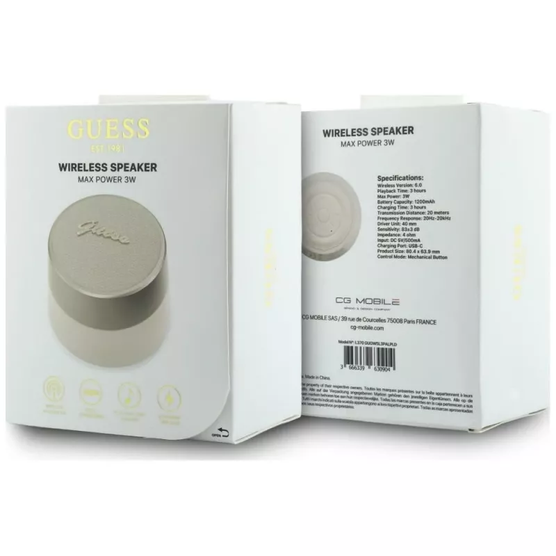 GUESS Bluetooth-kaiutin 5W Script MetalLogo kulta