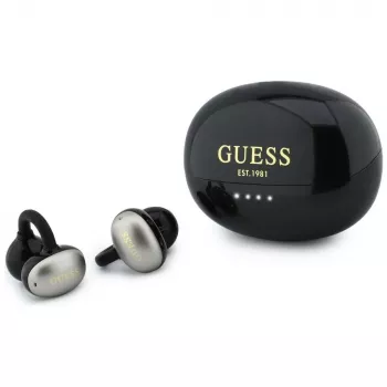 Guess Open-Wearable stereo Bluetooth -kuulokkeet metalliviimeistelyllä, elektrolyyttisesti pinnoitetuilla osilla ja klassisella logolla musta