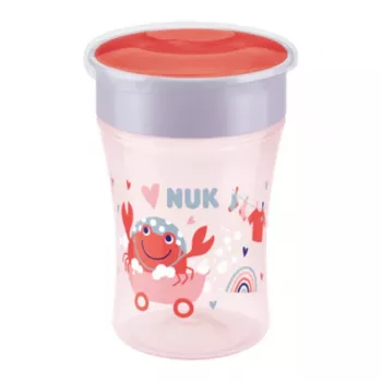 NUK Magic Cup 230 ml punainen 360° juomareuna harjoittelumuki taaperoille 8+ kuukaudesta, vuotamaton, BPA-vapaa, konepesunkestävä