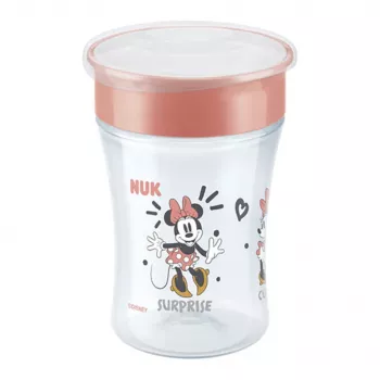 NUK Disney Mickey Mouse Magic Cup 230ml punainen juomaharjoittelumuki 360° juomareunalla