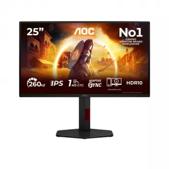 AOC Gaming 25G4ZR - 25 tuuman Full HD -näyttö, 260 Hz ylikellotettu, 1 ms, G-Sync-yhteensopiva, HDR10 (1920x1080, 2x HDMI 2.0, DP 1.4) musta/punainen