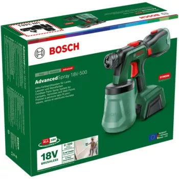 Bosch AdvancedSpray 18V-500 akkukäyttöinen maaliruisku (runko, vihreä, POWER FOR ALL ALLIANCE)