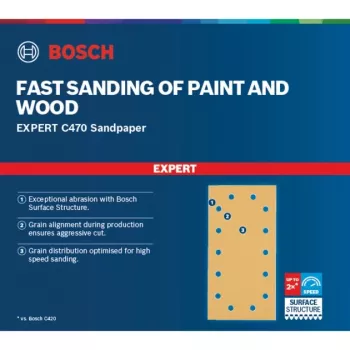 Bosch Expert C470 hiomapaperi, 115 x 230 mm, karkeus K240 (50 kpl:n pakkaus, epäkeskohiomakoneelle)