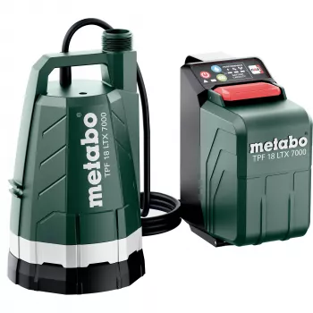 Metabo TPF 18 LTX 7000 akku-upotuspumppu 7000 l/h 9 m nostokorkeus 18 V IPX8 (musta/vihreä, ilman akkua ja laturia)