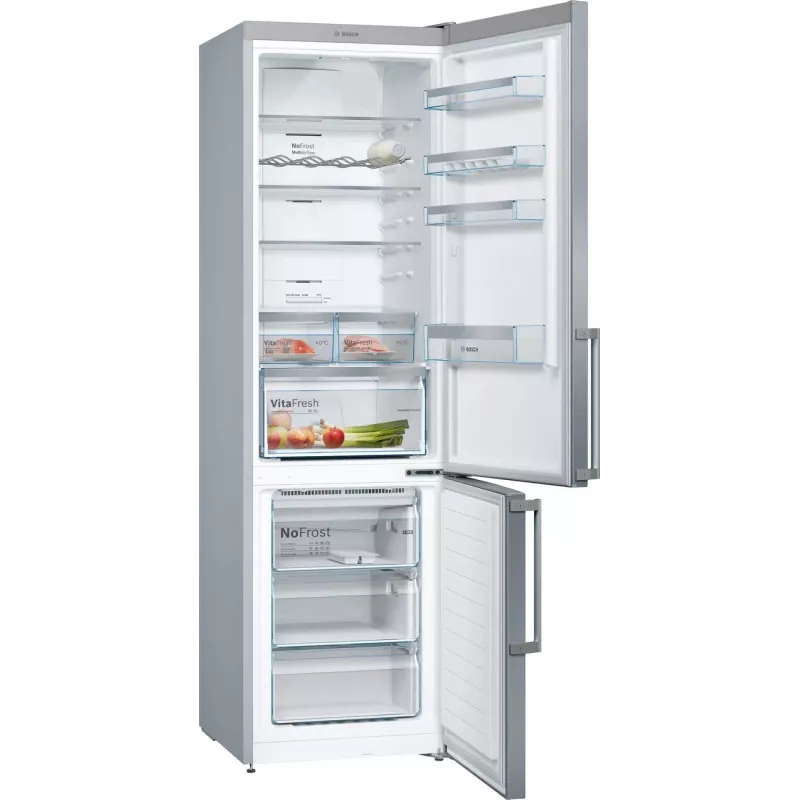 Bosch KGN397LEQ jää-pakastinyhdistelmä NoFrost-toiminnolla, VitaFresh, 363 l, Inox-look, energiatehokkuusluokka E