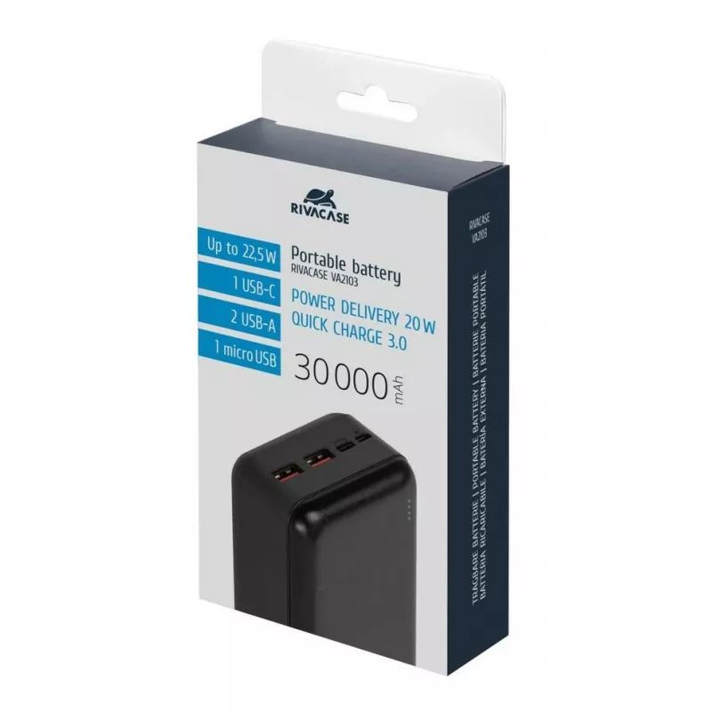 Rivacase VA2103 varavirtalähde 30000 mAh 22.5W musta